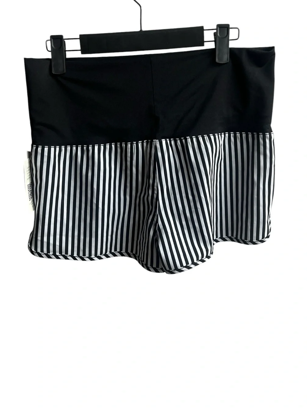 Roxy S Black & White Striped Fold-Over Waist boardShorts